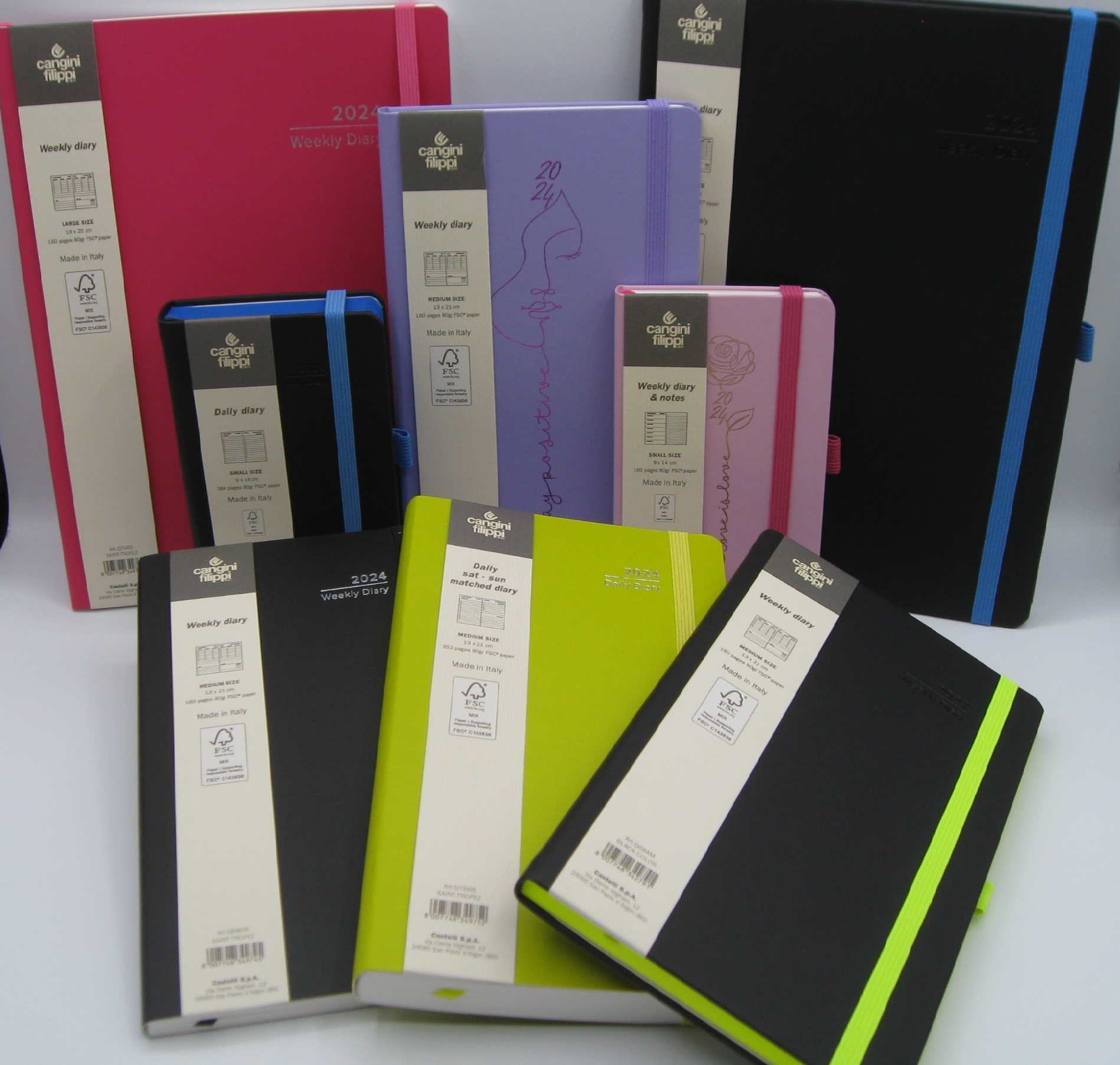 Agenda Cangini Filippi Settimanale Big Seven Wired 2024 con Spirale cm.  19,1x26,5 - Carta Shop